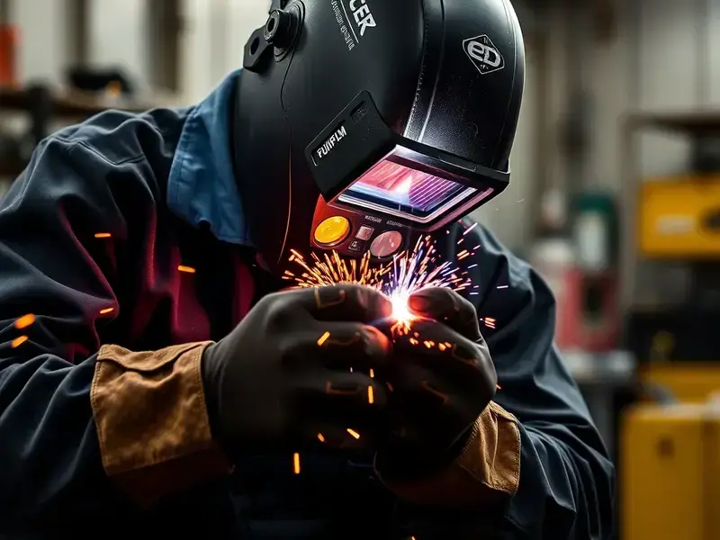 Professional welding work in progress